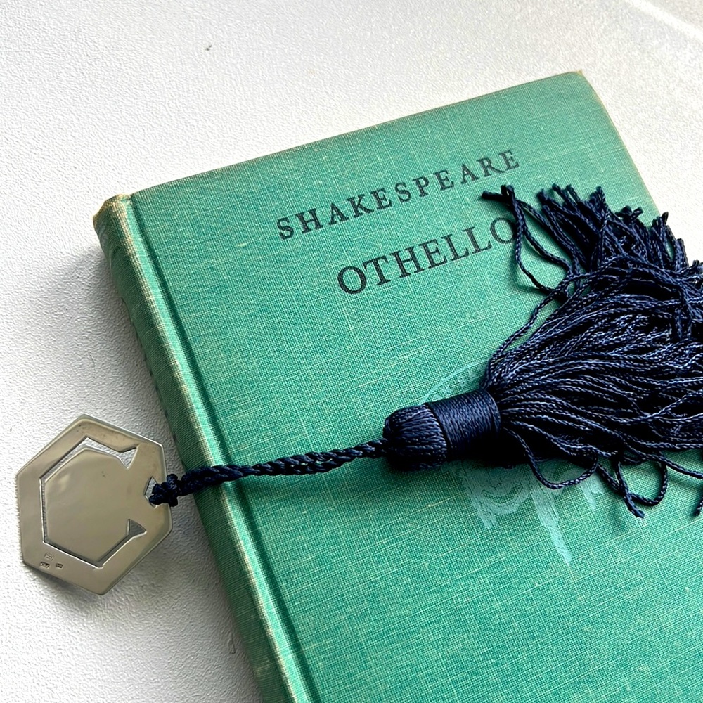 Vintage Sterling Silver Book Mark with Blue Tassel